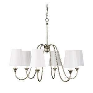 Currey and Company 9110 Orion   Six Light Chandelier, Silver Leaf 