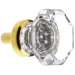 Glass Cupboard Knobs. Small Octagonal Clear Glass Knob With Brass Base
