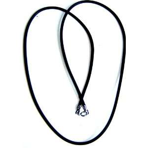   925 Sterling Silver 2mm Black Rubber Cord Necklace 