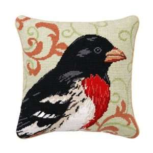  Evening Grosbeak Songbird 12 100% Wool Needlepoint Throw 