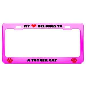 Toyger Cat Pet Pink Metal License Plate Frame Tag Holder