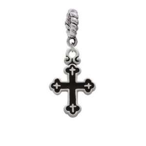  Small Black Enamel Botonee Cross with Mini Silver Cross 
