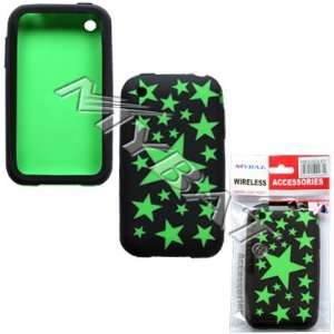  Apple iphone 3G Laser Cut Black Stars(Green) Skin Case 