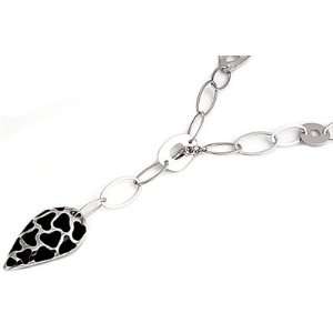   Sterling Silver Turtle Shell Pattern Oval Chain CZ Necklace Jewelry