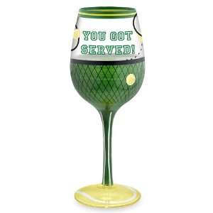 You Got Served Hand Painted Wine Glass   16 Oz  Kitchen 