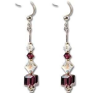   Charming Dangling Earrings Cube Jewelry Crystal AB   Amethyst Color