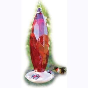  Copper Colored Hummingbird Feeder with Jewel Cut Ruby 