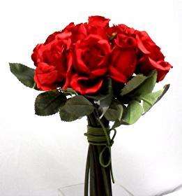 RED Silk Roses Handtied Wedding Bridal Bouquet  