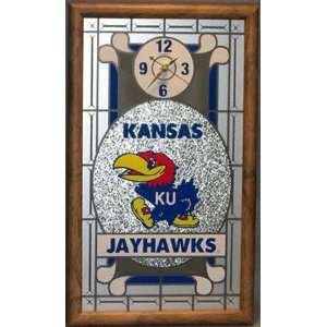 Kansas Jayhawks Framed Glass Wall Clock 