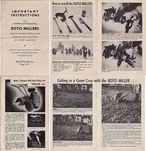 Vintage ROTOTILLER Roto Millers Manual 1950 60s Catalog  