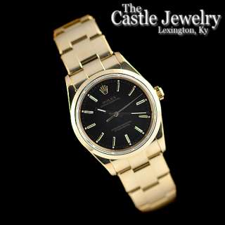   18K Yellow Gold Oyster Perpetual Watch Black Dial Model 14208  