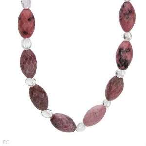 Necklace With Precious Stones   Genuine Rhodonites and Crystals Made 
