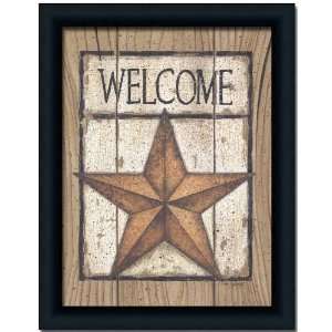   Star Welcome Primitive Country Decor Print Framed