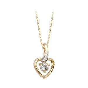  14K Yellow Gold 0.01 ct. Diamond and 4 MM Aquamarine Heart 