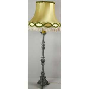  Vintage French Rococo Pewter Floor Lamp Ornate Shade 