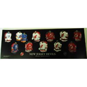 Framed Evolution History New Jersey Devils Uniforms Print  