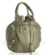style #316475101 military lambskin Giant Pompon drawstring bag