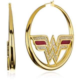 nOir DC Comics Wonder Woman Hoop Earrings   designer shoes, handbags 