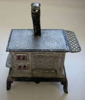 Antique miniature doll house kitchen German metal stove  