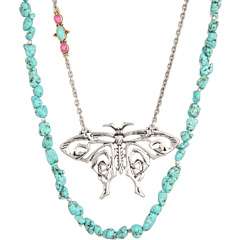 Lucky Brand Butterfly and Turquoise Double Necklace    