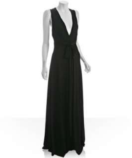 Laundry by Shelli Segal black jersey convertible deep v neck gown 