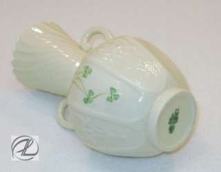   Porcelain China Vase Large Three Leaf Clover White Handles 1960s