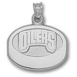  Edmonton Oilers Sterling Silver OILERS Puck Pendant 