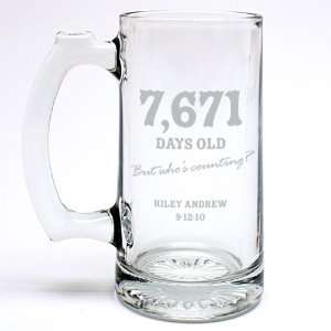  7,671 Days Old Personalized Beer Mug
