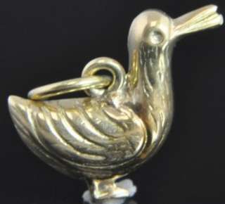 Mid Century Estate Vintage 14K Yellow Gold Duck Bird 3D Animal Charm 