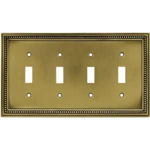 BRAINERD 64773 Beaded Quad Switch Wall Plate, Tumbled 