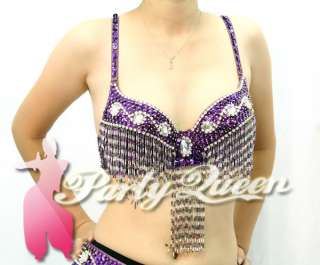 9color BELLY DANCE Crystal and Long Tassels Bra top 34C  