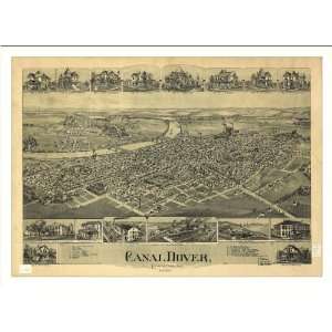 Historic Canal Dover, Ohio, c. 1899 (M) Panoramic Map Poster Print 
