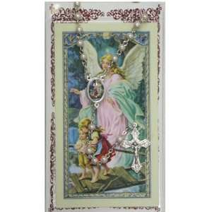  Guardian Angel Prayer Card Pearl Rosary. 
