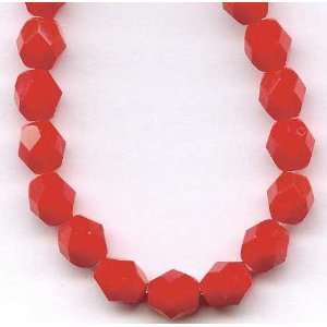  6mm Fire Polish Round Czech Glass Beads   Opaque Red 