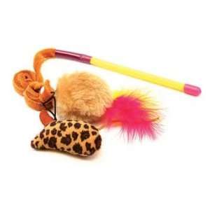  Spot Fur & Feather Teaser Wand with 2 Toys