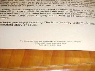 1976 Campbell Kids Coloring Book premium unused  