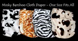 Bamboo Minky Baby Cloth Diaper/Nappy+ Insert GIRAFFE  