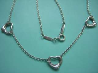 Tiffany & Co. Sterling Peretti 3 Open Hearts Necklace  