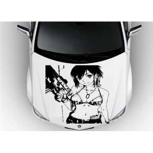  Anime Car Vinyl Graphics Girl Super Sexy with Guns S6883 