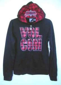 Volcom Red Black Plaid Zip Jacket Hoodie S NWT  
