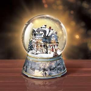  Thomas Kinkade White Christmas Porcelain Musical Globe 