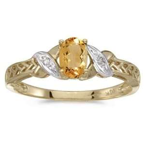   Yellow gold November Birthstone Oval Citrine And Diamond Ring Jewelry