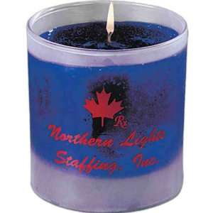   wax candle in 8 oz. capacity frosted glass.