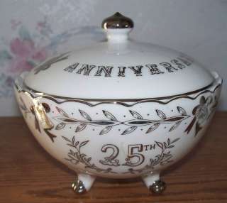 Lefton China 25th Anniversary Candy Dish with Lid  