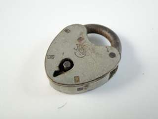 Antique Miniature Heart Shaped Padlock Lock Vintage Silver Old Mini 
