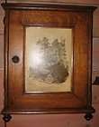 antique wood wall cabinet,tambour door,drop down tray,bin,desk,fleur 