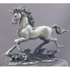  Figurine Unicorn w/ Crystal Pewter