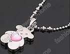 fashion lovely bear pink heart dazzling crystal eyes chokers necklace