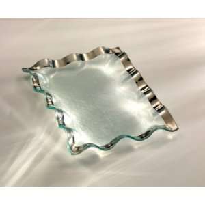  Ruffle tray Handmade glass 12 x 8 1/2 tray produced in 
