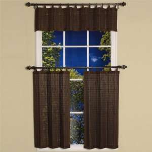 Espresso Brown Bamboo Ring Tab 36 Cafe Curtain Pair By Versailles 